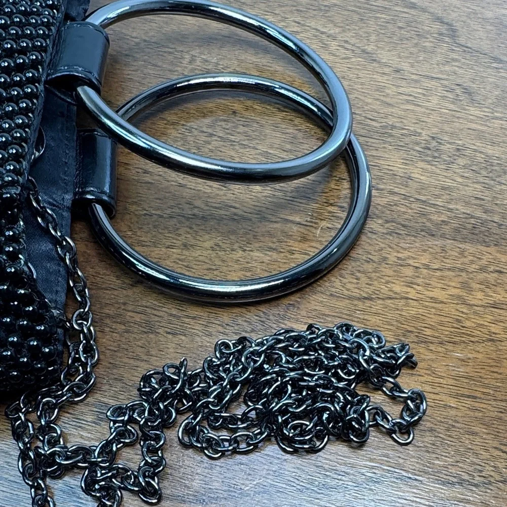 Jessica McClintock Gwen Ball Metal Mesh Ring Clutch Shoulder Dance Occasion Bag
